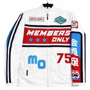 Members Only Racing Jacket White Red Graphic Logo Streetwear Full Zip Men’s